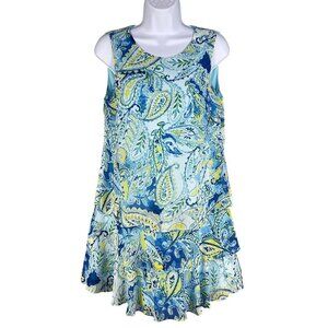 Lauren Ralph Lauren Women 8P Paisley Chiffon Ruffle Tiered Shift Dress Fairycore